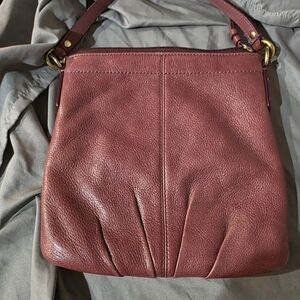 Chic Maroon Leather Shoulder Bag